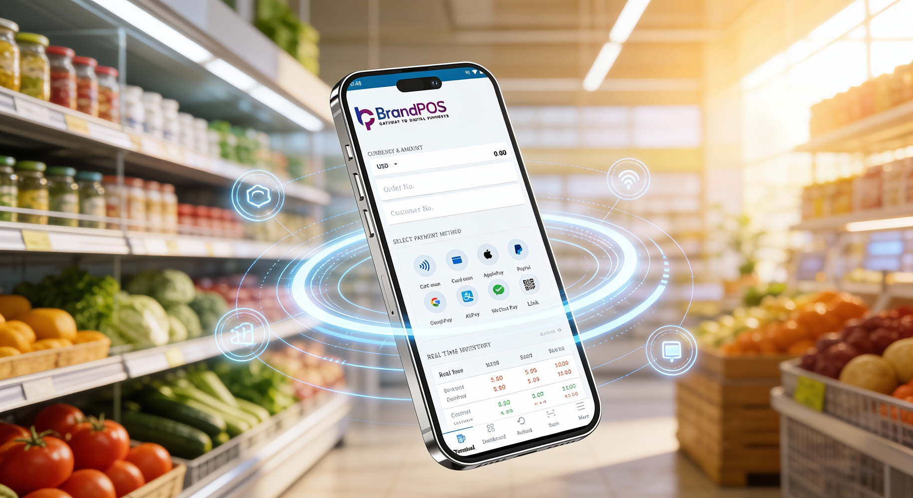 BrandPOS-App, die die Zukunft von POS-Systemen mit KI- und Cloud-Funktionen repräsentiert